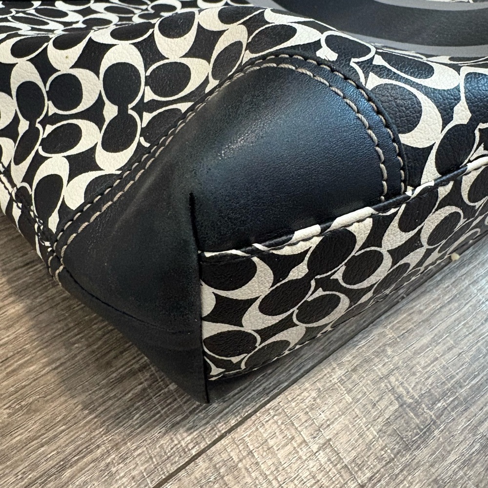 Coach Black and White Patterned Tote - Picture 4 of 7